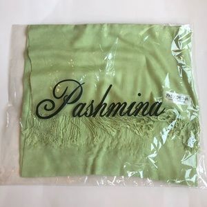 New Green Pashmina Scarf with Fringe 100% pashmina